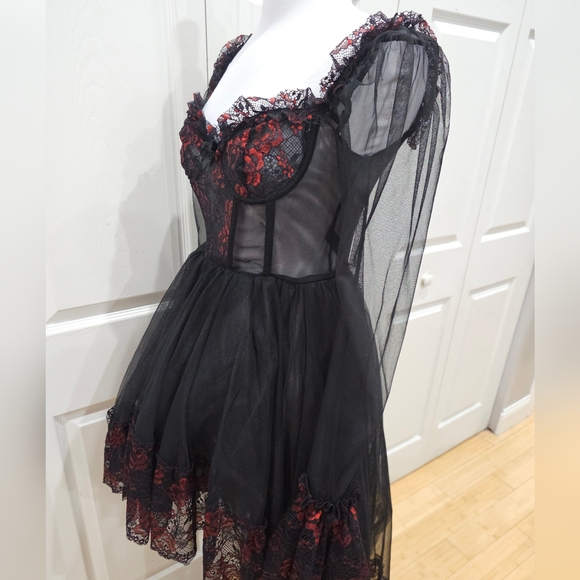 Dolls Kill Black and Red High Low Dress - Picture 9 of 10
